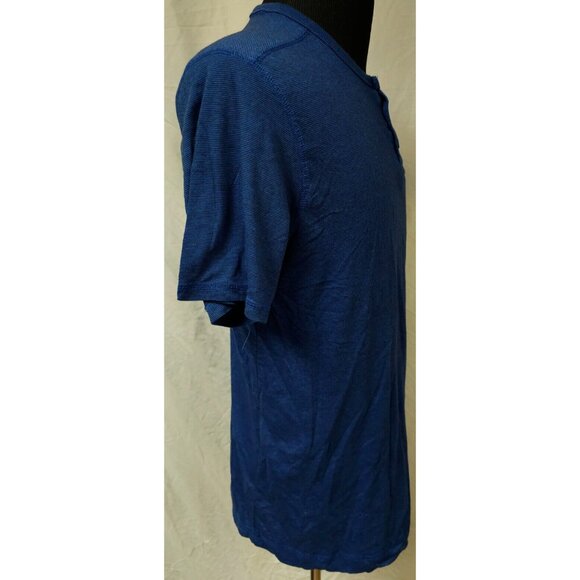 Hurley Mens XL Dark Blue Pin Striped Short Sleeve 1/4 Button Polo Logo T-Shirt - Picture 7 of 12